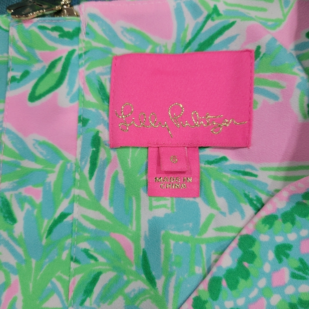 Lilly Pulitzer Vivian Stretch Shift Dress Pink Sand Paradise Size 6 - Picture 7 of 9